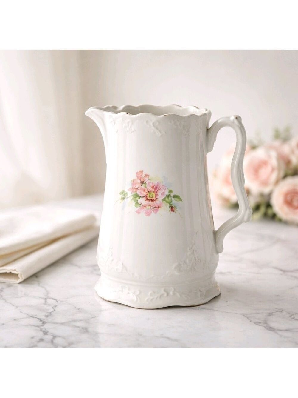 American China Co White Brier Rose Vase #VIN